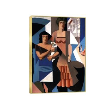 Imagem de Impressão em tela pintura famosa imagem de parede sem título 7-moldura dourada pôster para sala de estar banheiro decoração de casa 50 x 70 cm 20 x 27 pol