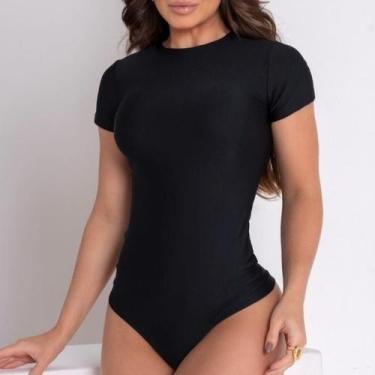 Imagem de Body Feminino Manga Curta Lisa Blusinha Básica Moda Gringa Blogueira -