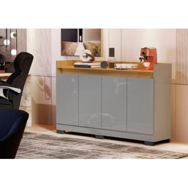 Imagem de Rack Aparador Buffet Cantinho Café Retrô 4 Portas Ryzen Novo Modelo La