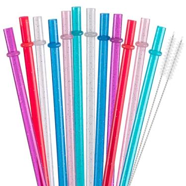 Imagem de Snowfall Pacote com 12 canudos de plástico com anel de laço para copo Stanley (Glitter Dark, 590 g)