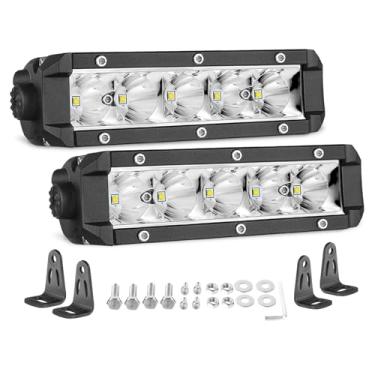 Imagem de NIWAKER POWERSPORTS Barra De Luz Led Fina 6", 2 Peças 50W Luzes Direção Off-Road Spot Beam Trabalho Faróis Neblina À Prova D'Água Linha Única Reversa Backup Para Caminhão Utv Atv Pickup Suv E-Bike B