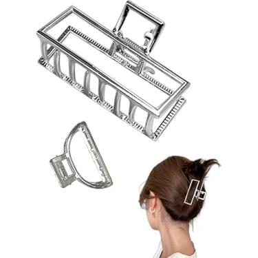 Imagem de Kit 2x Piranha Prendedor De Cabelo Quadrada Piranha Metal Presilha Prata Metal Luxo Vintage Feminina Elegante Mulheres Menina