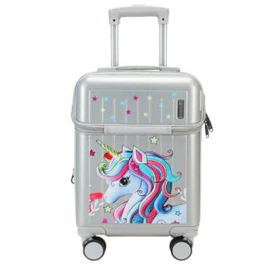 Imagem de Mala Viagem Infantil Bordo Escolar Passeio Rígida Expansível Decorada (Prateada)