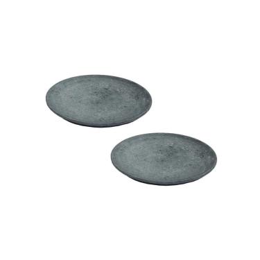 Imagem de Kit 2 Pratos Raso Redondo Pedra Sabão Sobremesa E Bolos 18Cm. - Design Robusto