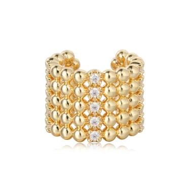 Imagem de DREMMY STUDIOS Ear cuff não perfurado para mulheres | Argola aberta de pérola rubi vermelha banhada a ouro 14K com zircônia cúbica sem piercing | Brinco falso de cartilagem com clipe para presente