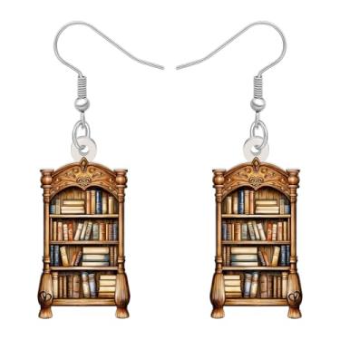Imagem de RAIDIN Brincos pendentes de acrílico vintage, presentes de agradecimento de professores para mulheres amantes de livros, joias fofas de estante, presentes legais para leitoras bibliotecárias, Medium