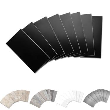 Imagem de Yipscazo 2025 New Upgrade Peel and Stick backsplash 7,5 x 15,2 cm 3D PVC composto para azulejo de parede Backsplash para cozinha, banheiro, lavanderia, lareira (preto puro, 100 peças)