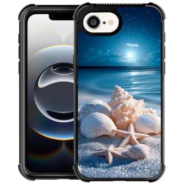 Imagem de WANKBLC Capa compatível com iPhone 16e, proteção à prova de choque para homens mulheres antiderrapante para iPhone 16e Crazy Pattern Ocean Night Star Blue Seashell Diamond