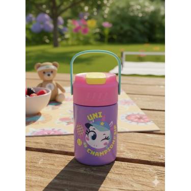 Imagem de Garrafa termica com canudo puket unicórnio tenis lavanda