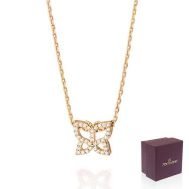 Imagem de Colar Rommanel Borboleta Gravejada 35 Zircônias Banhada Ouro 18k 53185