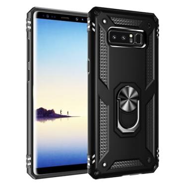 Imagem de SORAKA Capa para Samsung Galaxy Note 8 com suporte para anel Capa Slim Fit de TPU macio Capa Samsung Galaxy Note 8 com placa de metal para suporte magnético de telefone para carro