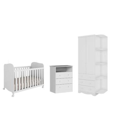 Imagem de Quarto Bebe Completo Moveis Peroba Uli smim MDF, Branco