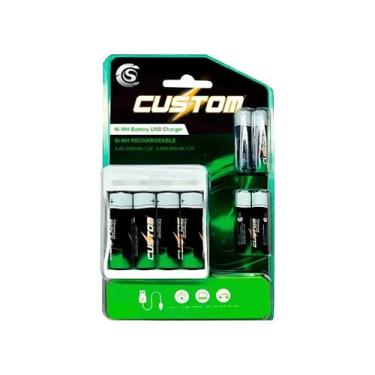 Imagem de Kit Carregador Com Pilhas Custom CSCU-08 4x AA HR6 + 4x AAA HR03 1,2V 