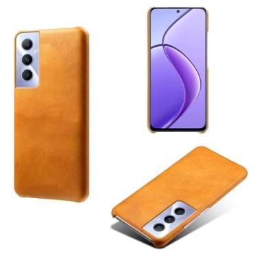 Imagem de Capa para OPPO Realme C65 4G,Proteção contra quedas,Casca de volta de cor sólida simples,Design de couro de imitação de plástico-Orange