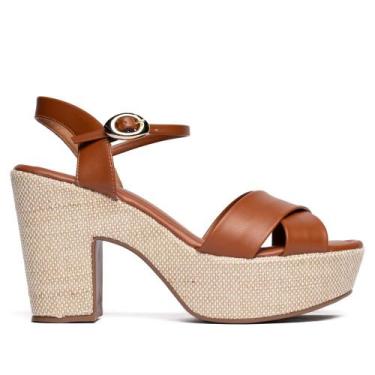 Imagem de Sandália Feminina Bebecê Meia Pata Tiras Largas Marrom, Marrom, 38