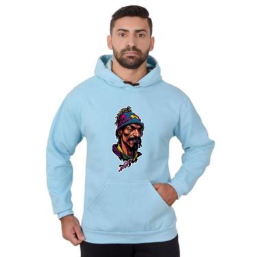 Imagem de Blusa Rapper Moletom Masculina Desenho 3D Com Bolso e Capuz Azul Céu -
