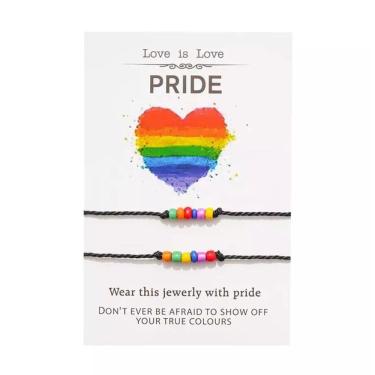 Imagem de Pulseira Casal Fecho Miçangas Pride Colorida Detalhes P0078