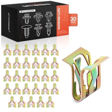 Imagem de A-Premium Grade do radiador com acabamento em pilar de aço, 30 peças, prendedor de carro, clipe de pino compatível com Chevrolet Silverado Equinox Cruze Impala Camaro Colorado Jeep Wrangler GMC Sierra