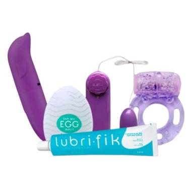 Imagem de Kit SexShop Vibrador Golfinho + Capsula Bullet + Egg Masturbador + Anel Vibratório + Gel Lubrifik