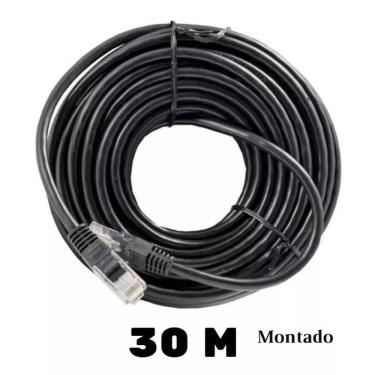 Imagem de Cabo De Rede Com 30 Metros Lan Montado Preto Rj45 - Top