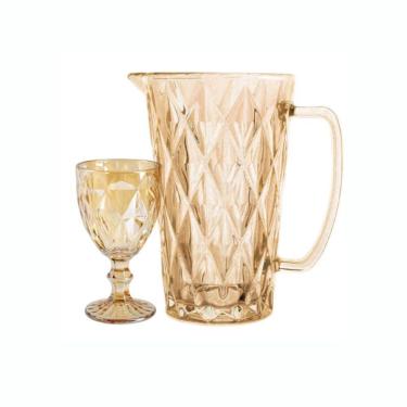 Imagem de Jogo De Jarra 1 L Com 6 Taças 260ml Âmbar Diamond Ke Home