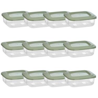 Imagem de Conjunto Com 12 Potes Hermético Quadrado BPA Free 335 ml - Plásticos S