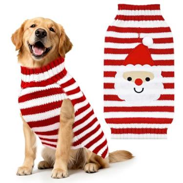 Imagem de HRTTSY Suéter de Natal para cães, Papai Noel, Natal e Natal, Natal, festivo, suéteres para animais de estimação, roupas para clima frio, roupas quentes de tricô para cães pequenos, médios e grandes, gatos (Santa Claus, 2GG)