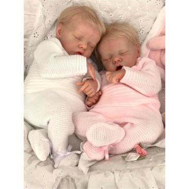 Imagem de Reborn Baby Doll Anano Real Lifelike Twins Boy e Girl 45cm