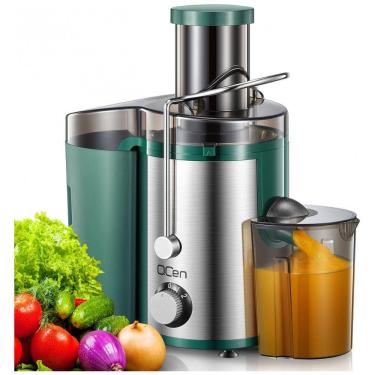 Imagem de Extrator de Suco Centrífugo Qcen, 800W com Boca de Alimentação Larga para Frutas e Vegetais, Fácil de Limpar - Aço Inoxidável Verde 800W