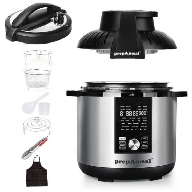 Imagem de Panela de Pressão Elétrica e Fritadeira de Ar 8Qt da prepAmeal com Tampa de Pressão e Tampa de AirFry 7 Modos de Cozimento