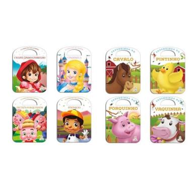 Imagem de Kit 8 Livros Infantis com Alça  Clássicos e Fazendinha  Letras Maiúscu