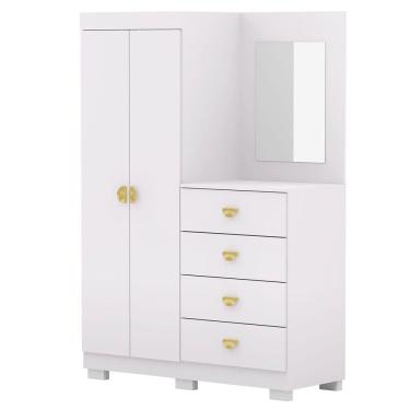 Imagem de Cômoda Guarda-Roupa com 4 Gavetas e 5 Prateleiras com Espelho Cristine