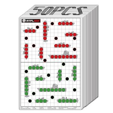 Imagem de Atflbox Alvo de batalha de 43 x 63 cm, alvos de jogo altamente visíveis e brilhantes, alvos de tiro de papel de barcos de rifle para campo de tiro ou prática de tiro ao ar livre (pacote com 50)