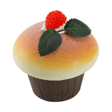 Imagem de IEUDNS Bolo artificial modelo simulação bolo enfeite de cupcake artificial para festa festiva, Framboesa Vermelha