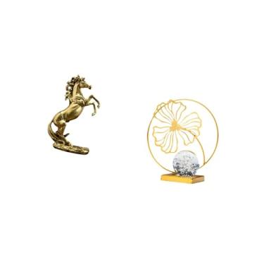 Imagem de Fenteer Estátua de Folha de Cavalo de Ferro Feita à Mão, Decoração de Mesa, Ornamento Colecionável, Escultura para Hotéis, Estantes, Lareira, Escritório, Mesa