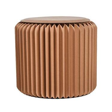 Imagem de Espreguiçadeira, banquinho de pés otomano redondo dobrável, cadeira otomana de papel kraft com almofada de poliuretano 300 kg capacidade de rolamento presentes fabulosos para vestiário escolar