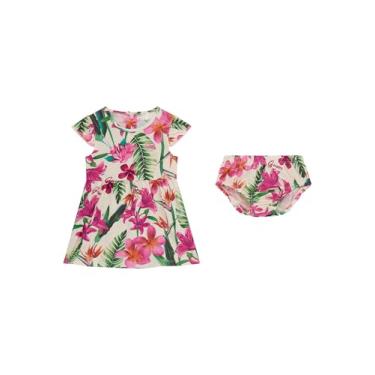 Imagem de GUESS Vestido de jérsei elástico de manga curta e capa de fralda para bebês meninas, Jardim floral botânico, 6 Meses