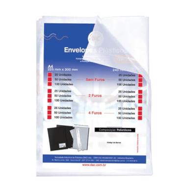Imagem de Blister 100 Envelope Grosso sem furos, DAC, Blister 100 Envelope Grosso sem furos 5075-100, Transparente, pacote de 100