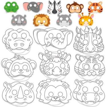 Imagem de Conjunto de máscaras para colorir Lonfliness 63 Animal Jungle para cri