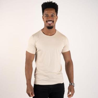 Imagem de Camiseta Básica Masculina Versatiold Algodão Egípcio, GG, Areia