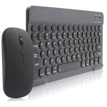 Imagem de Kit Teclado e Mouse Bluetooth 5.2 Utra Fino Compatível Com Pc, iPad e Android Preto