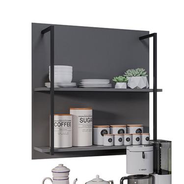 Imagem de Prateleira Industrial Dupla Cozinha Suspenso Painel Parede Eri 70,5cm Grafit M12 - D'Rossi