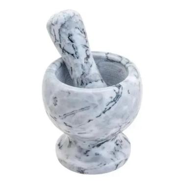 Imagem de Pilao Pedra Marmore Socador Alho Macerar Tempero 13Cm