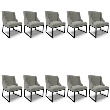 Imagem de Cadeira Sala de Jantar Industrial Preto Kit 10 Liz Suede Grafite D03 - D'Rossi