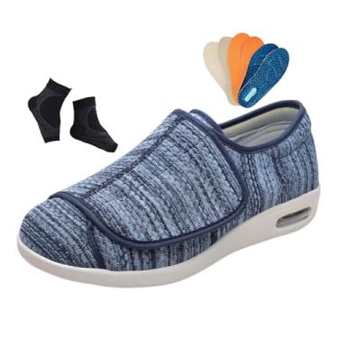 Imagem de Calçado Pés Diabéticos, Calçado Casual Homem Para Edema Diabético Ajustável E Respirável Para Artrite,Edema, Artrite, Fascite Inchaço(Blue,47 EU)