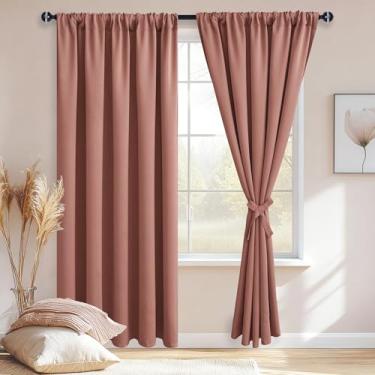 Imagem de JIUZHEN Cortinas blackout para quarto – Cortinas à prova de som com isolamento térmico extra largo de 152 cm para sala de estar/dormitório, conjunto de 2 painéis, 178 x 213 cm, rosa empoeirada