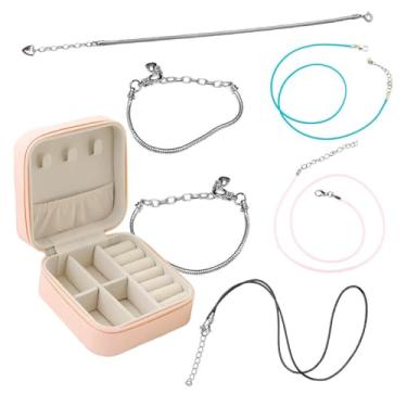 Imagem de Princess Kit de Bijuterias Infantil, 66 Peças com Miçangas e Berloques, Caixa Organizadora Rosa, Pulseiras e Colares DIY, Presente para Meninas