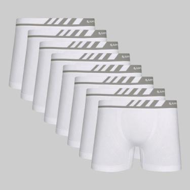 Imagem de Kit 8 Cuecas Lupo Boxer Microfibra Sem Costura 00671, Branco, XG