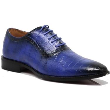 Imagem de Gator3N Sapato social masculino com cadarço e estampa de crocodilo crocodilo, Pacote azul royal, 10