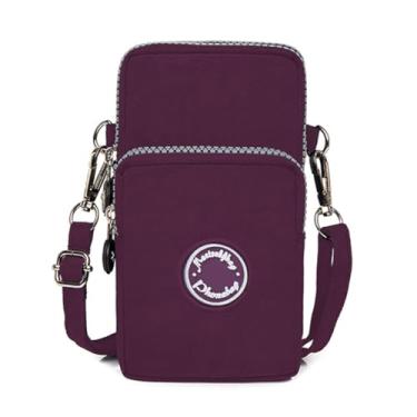 Imagem de Bolsas pequenas transversais para mulheres, mini bolsas para celular com alça transversal, carteira de ombro, bolsa de braço de nylon, Vermelho escuro